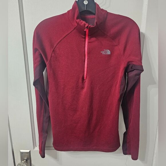 The North Face Womens Burgundy Zip-Up Pullover Sz Small - Picture 1 of 6